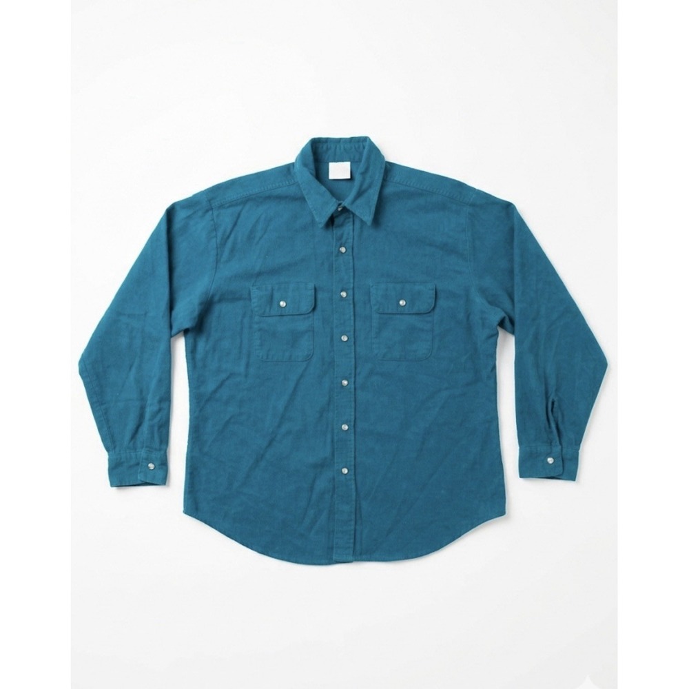 Five Brothers Mens Shirt Turquoise SzXL Chamois Soft Combed Cotton Heavy Pockets